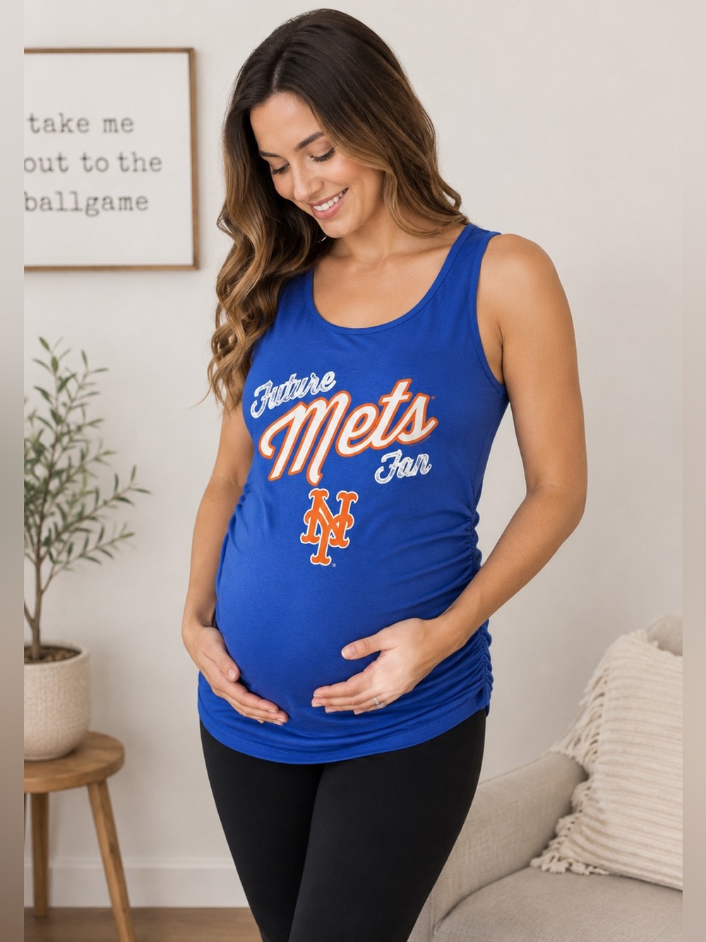 Soft as a Grape New York Mets Maternity Tank Top Medium MLB Blue